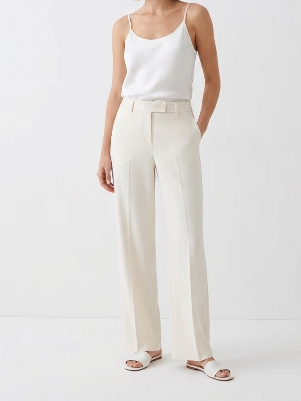 NWT CHICOS Cream Wide-Leg Pants Tailored Career Trousers Size2RMinimalist chic❤️